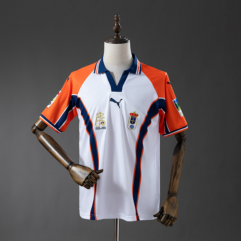 Camiseta retro de visitante del Real Oviedo 2001, tallas S-XXL